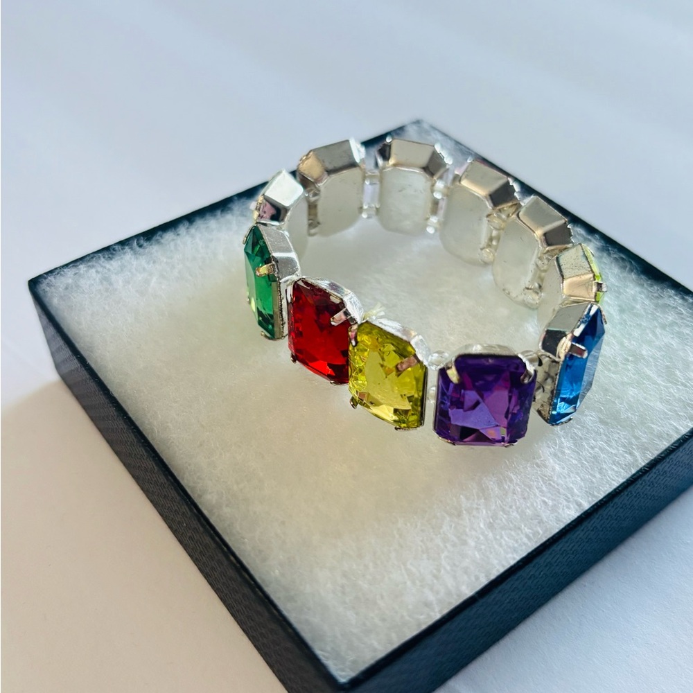 Multicolor Gemstone Silver Bracelet